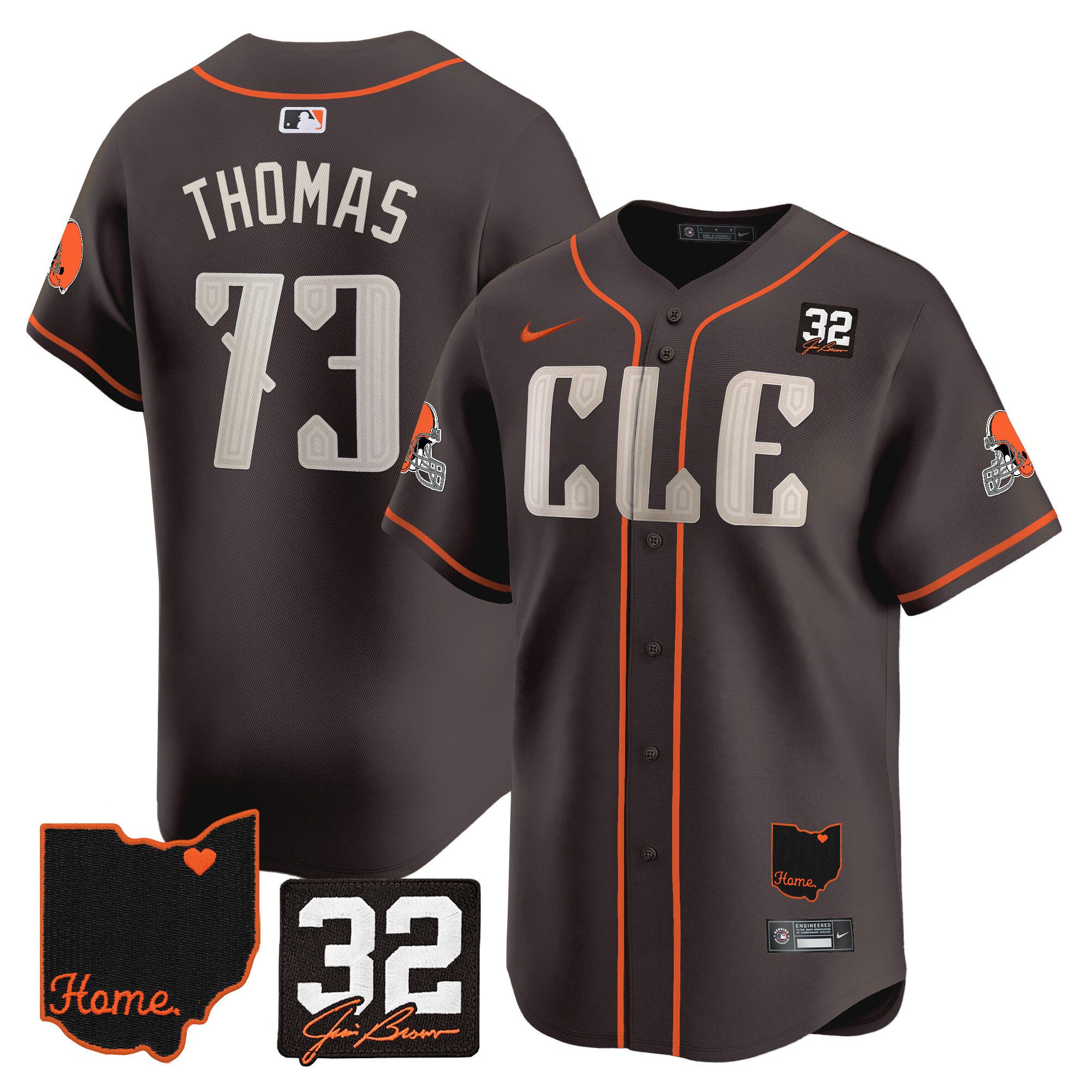 Men Cleveland Browns #73 Thomas Brown Home Patch Vapor Premier Limited 2024 Nike NFL Jersey